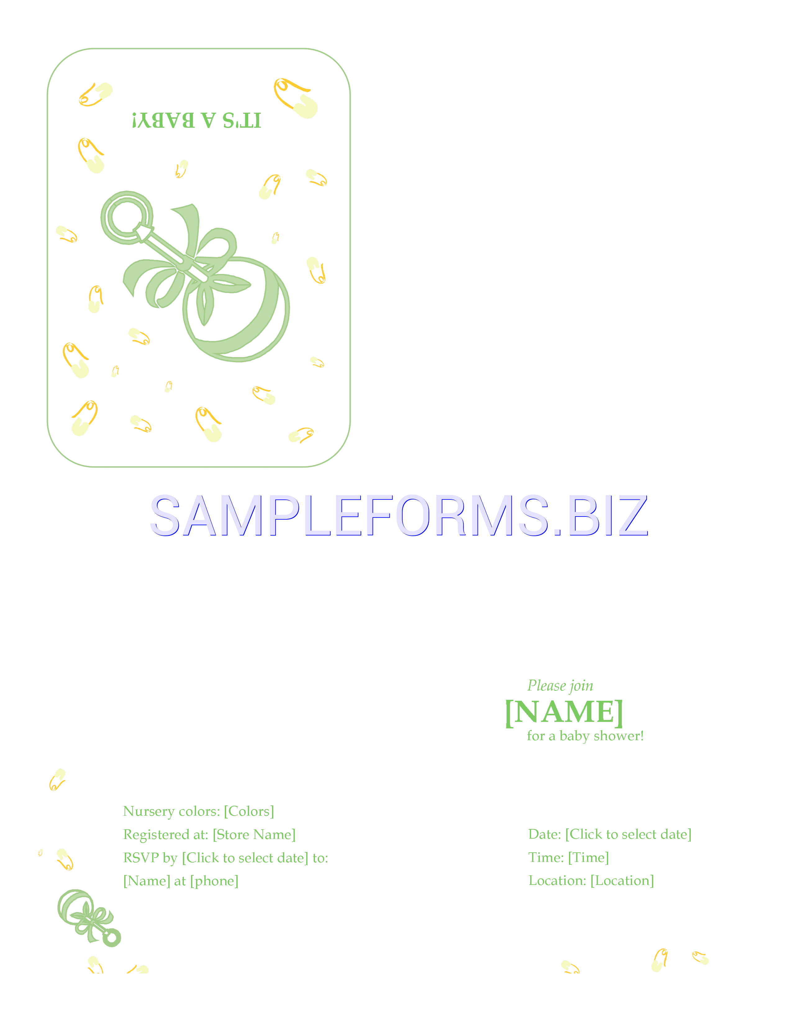 Preview free downloadable Baby Shower Invitation Template 1 in PDF (page 1)